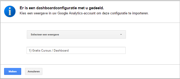 dashboardconfiguratie - Google Analytics